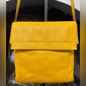 Vince Camuto dandelion yellow genuine pebbled leather crossbody bag
